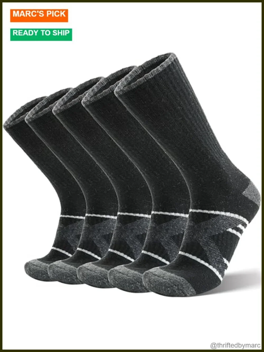 5 Pairs Merino Wool Hiking Socks Thermal Winter Warm Moisture Wicking Cushion
